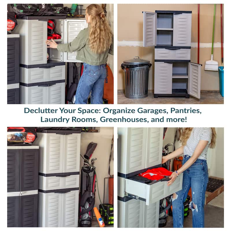 Sunnydaze Storage Cabinet with 2 Adjustable Shelves and Drawer