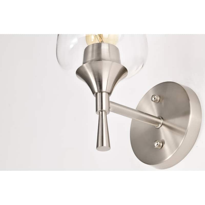 Brushed Nickel 1-Light Indoor Wall Sconce with Clear Glass Shade - Brushed Nickel