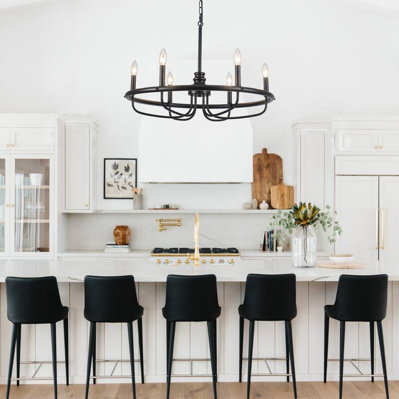 6-Light Candlestick Hanging Linear Foyer Chandelier Lighting Fixture for Dining Room Kitchen Island