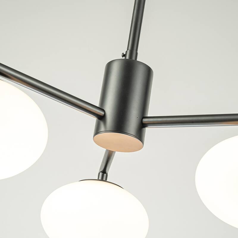 3-Light 20'' Mid Century Modern Opal Glass Chandelier Classic Globe Pendant Light For Dining Room Living Room - W20''