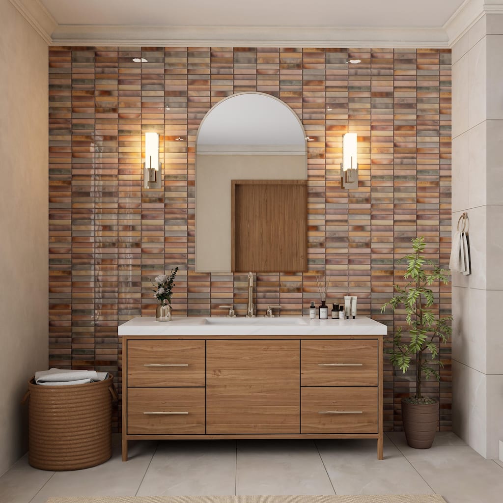 Merola Tile Borealis Garnet 5-7/8" x 11-3/4" Ceramic Wall Tile