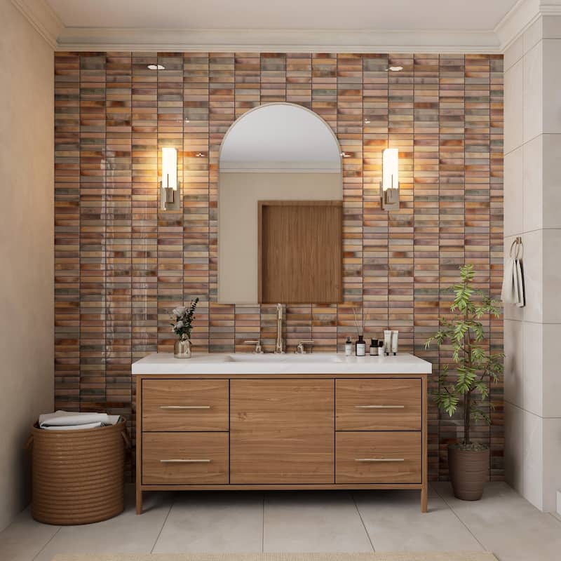 Merola Tile Borealis Garnet 5-7/8" x 11-3/4" Ceramic Wall Tile - Case (22 Tiles)