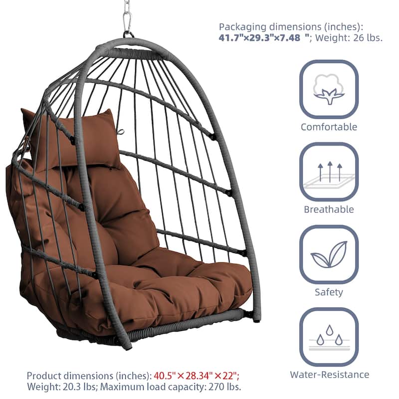 Outdoor garden rattan egg swing chair hanging chair PE hanging chair