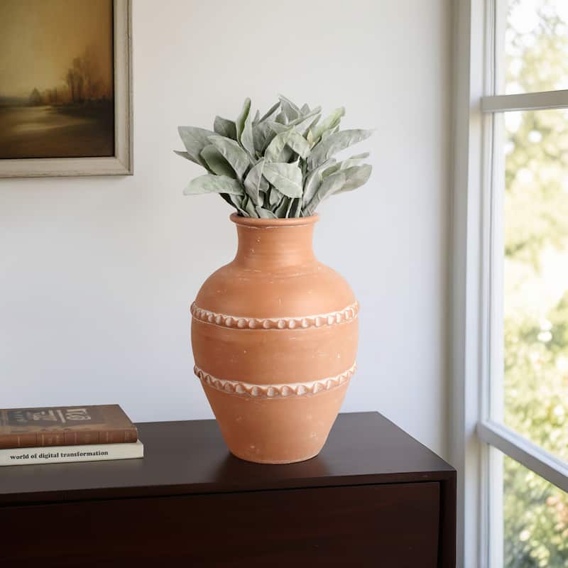 Pottery Terracotta Vase Artisan Style Traditional Classic Silhouette