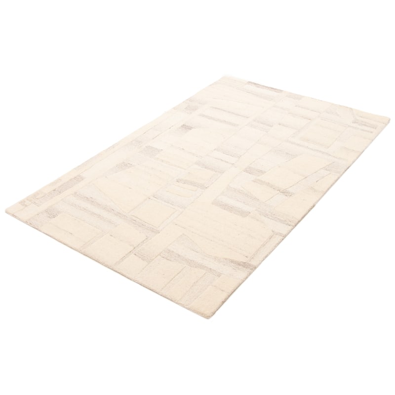 ECARPETGALLERY Hand Tufted Timeless Cream Wool Rug - 5'1 x 8'0