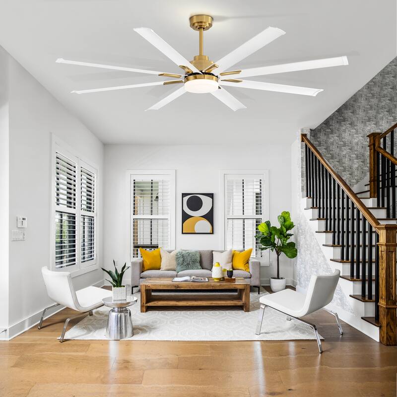 72-in 8 Aluminum Blade Gold Ceiling Fan with LED Light Remote Control