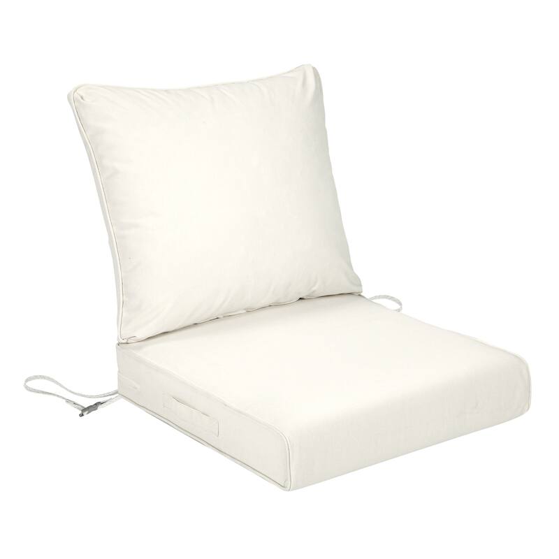 Aoodor Outdoor Deep Seat Cushion Set, Waterproof Patio Furniture Cushions with Adjustable Straps & Removable Cover - 21"x21" - Ivory White
