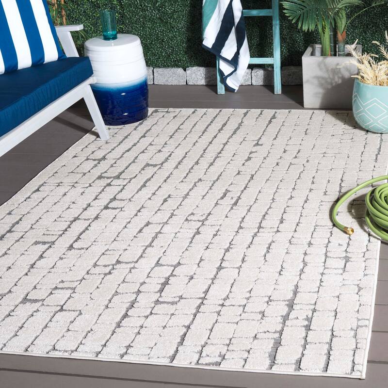 SAFAVIEH Cabana Evridiki Transitional Rug - 6'7" Square - Ivory/Grey