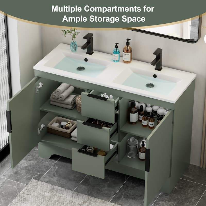 Vertical Stripes Bathroom Vanity Set with Sink Top & Faucet