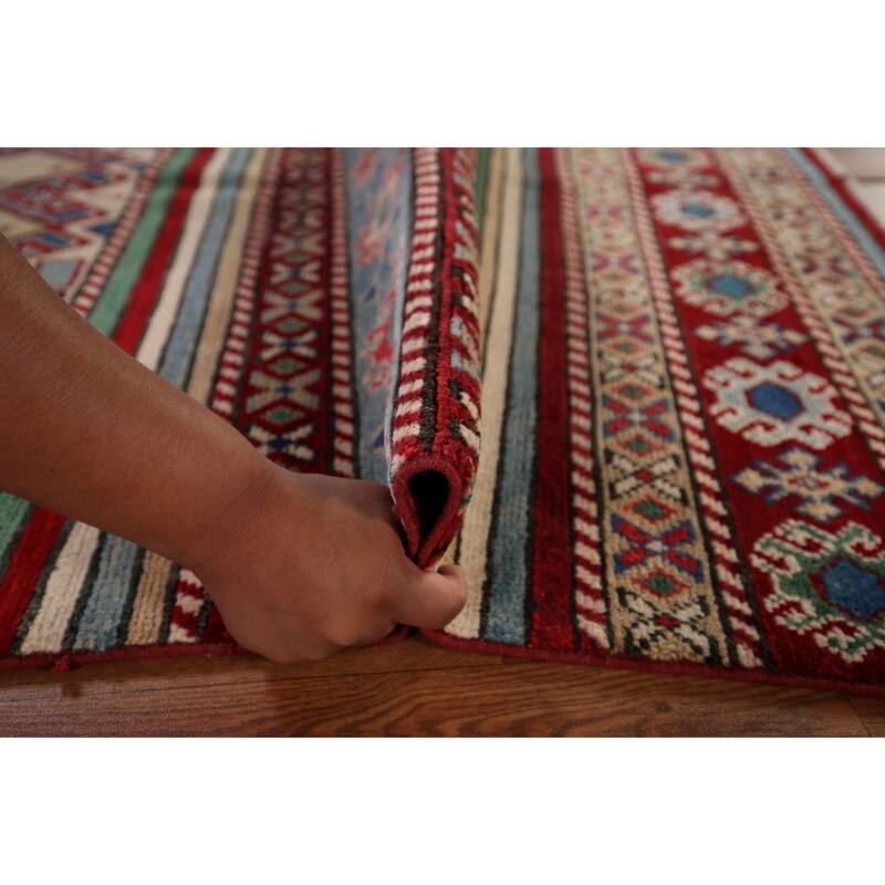 Oriental Multi-Color Kazak Area Rug Handmade Wool Carpet - 3'11" x 6'0"