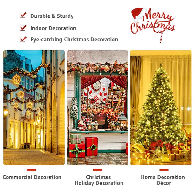 Gymax Pre-Lit 7.5' Artificial Christmas Tree Hinged LED Lights Pine - See Details
