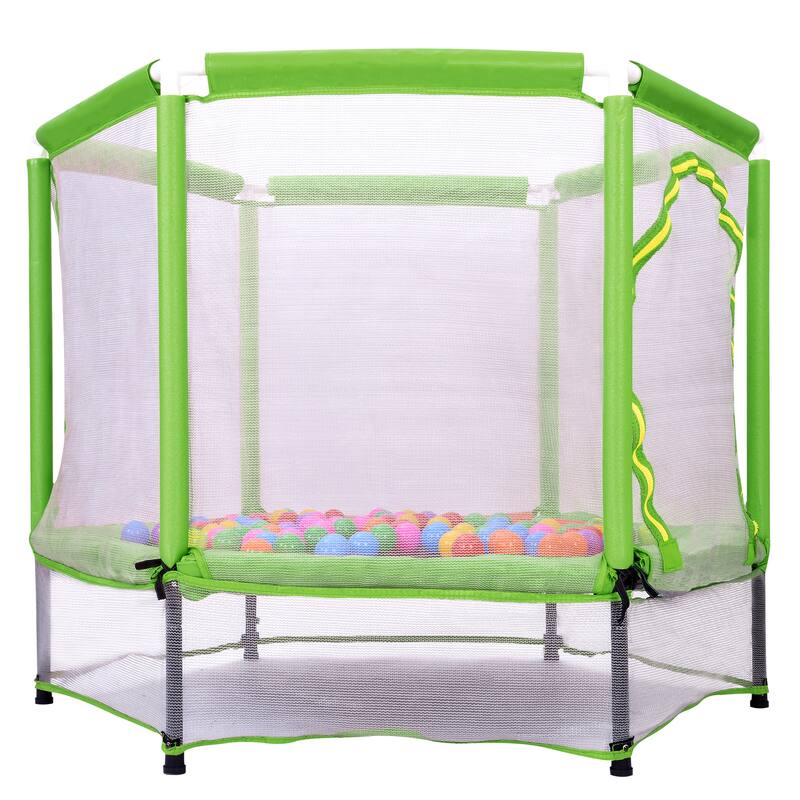 ASTM Approved Trampoline - Safety Enclosure, Ladder, Outdoor Recreational Use - Green - 55