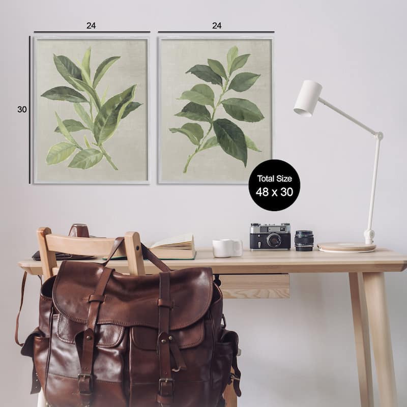 Stupell Green Tea & Coffee Plant Leaves Framed Giclee Art Design By Lanie Loreth (Set of 2)
