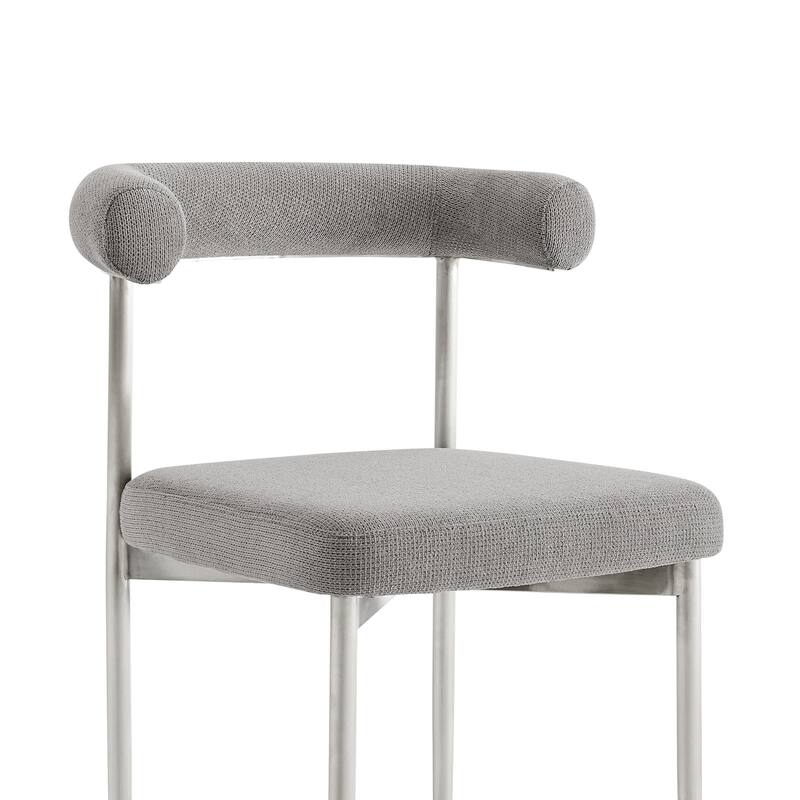 HomeRoots Set of Two Gray And Silver Upholstered Polyester Open Back Dining Side Chairs