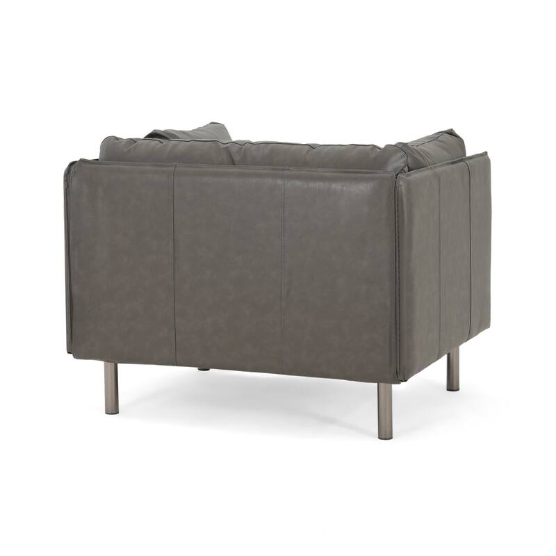 Roomfitters 39" Modern Lounge Chair with Cushions, Solid Wood Frame and Steel Legs for Living Room or Office