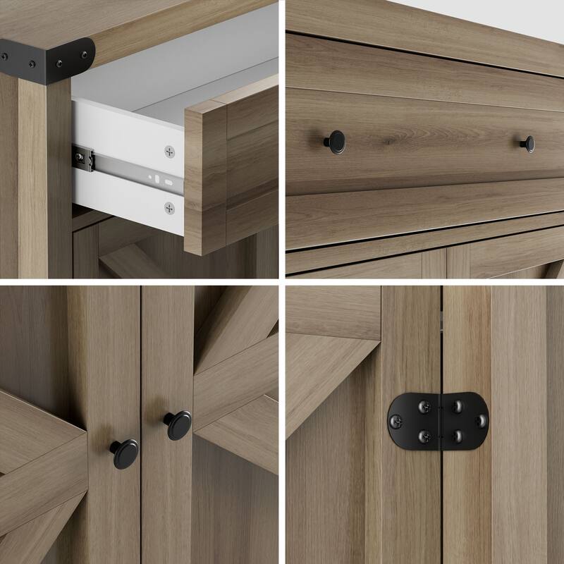 Furniwell Storage Cabinet Modern Farmhouse Kitchen Sideboard