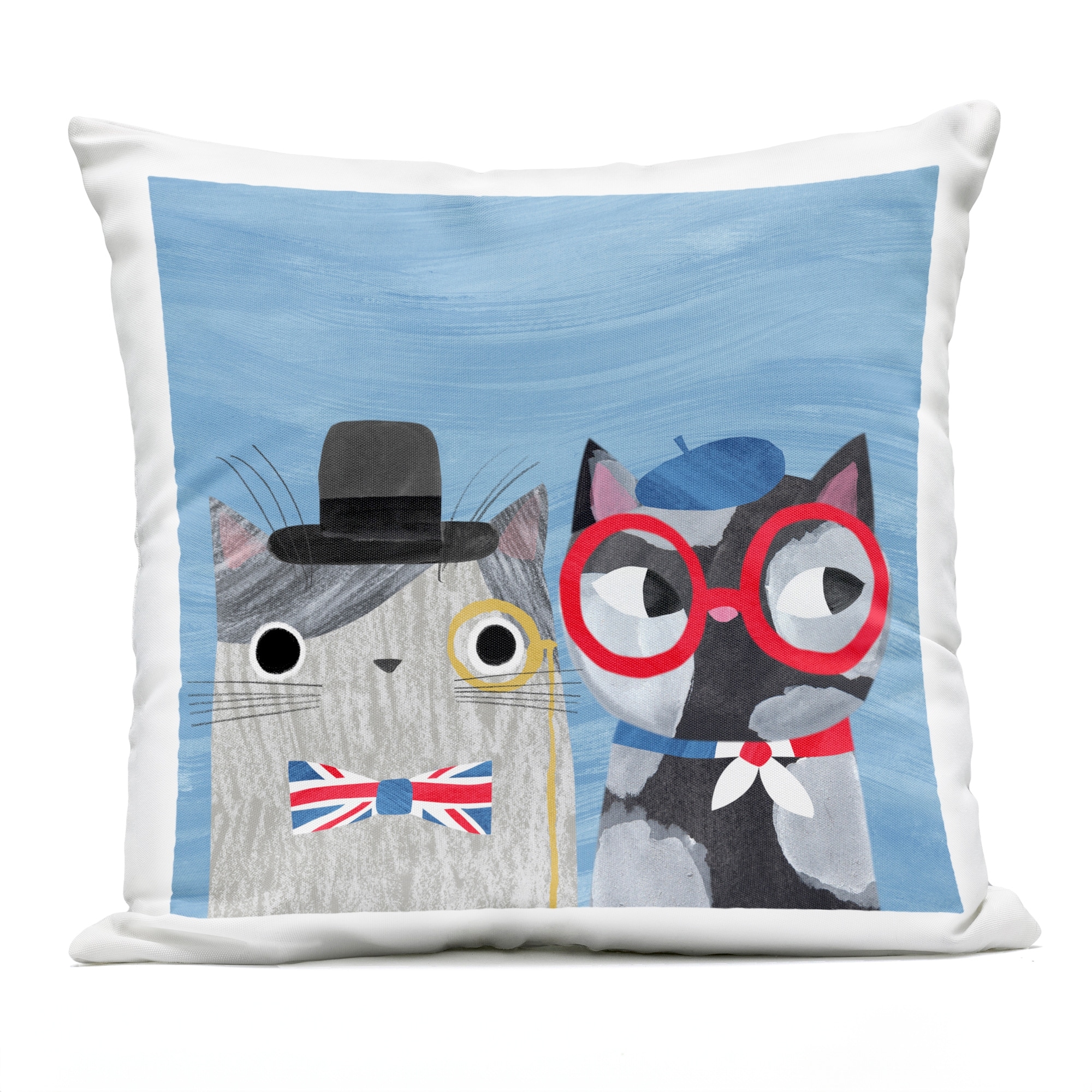 Stupell English & French Cats Printed Outdoor Throw Pillow Design by Angie Rozelaar