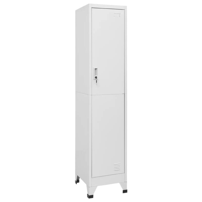 Sonia Rectangular Locker Cabinet with Shelf, Hanging Bar, Gray Steel