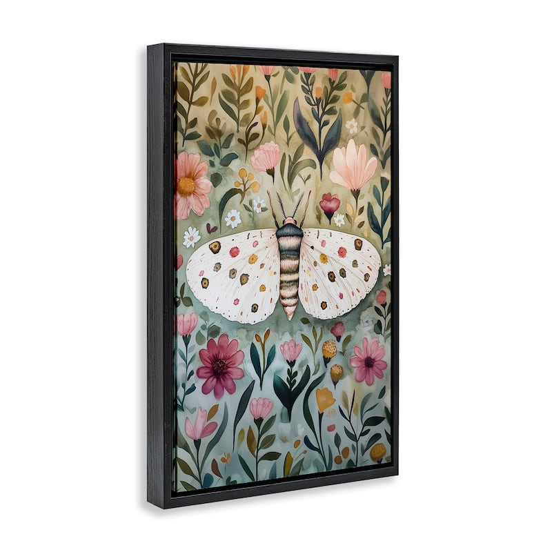 Stupell Flower Speckled Moth Wings Framed Floater Canvas Wall Art Design By The Dutch Lady
