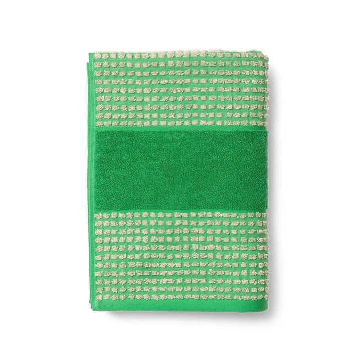 JUNA Check Towels, Green/Sand - Bath Towel