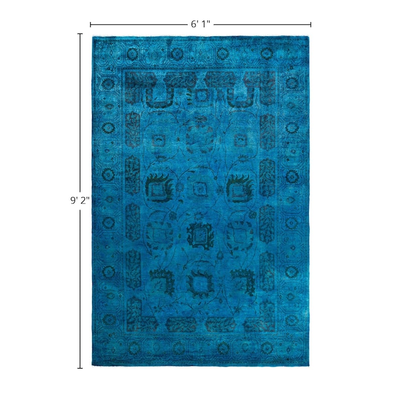 Fine Vibrance One-of-a-Kind Hand-Knotted Area Rug - Blue, 6' 1" x 9' 2" - 6' 1" x 9' 2"