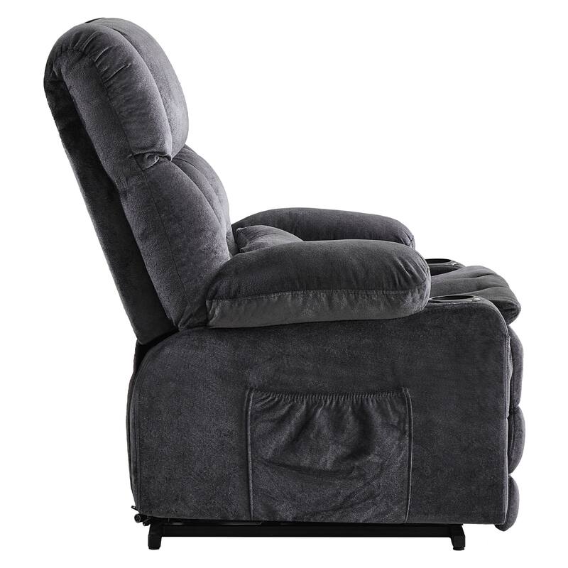 Dual Motor Power Lift Recliner Chair, Lay Flat Lift Chair w/Heat and Massage & Cup Holders, Extra Wide Recliner for Big People