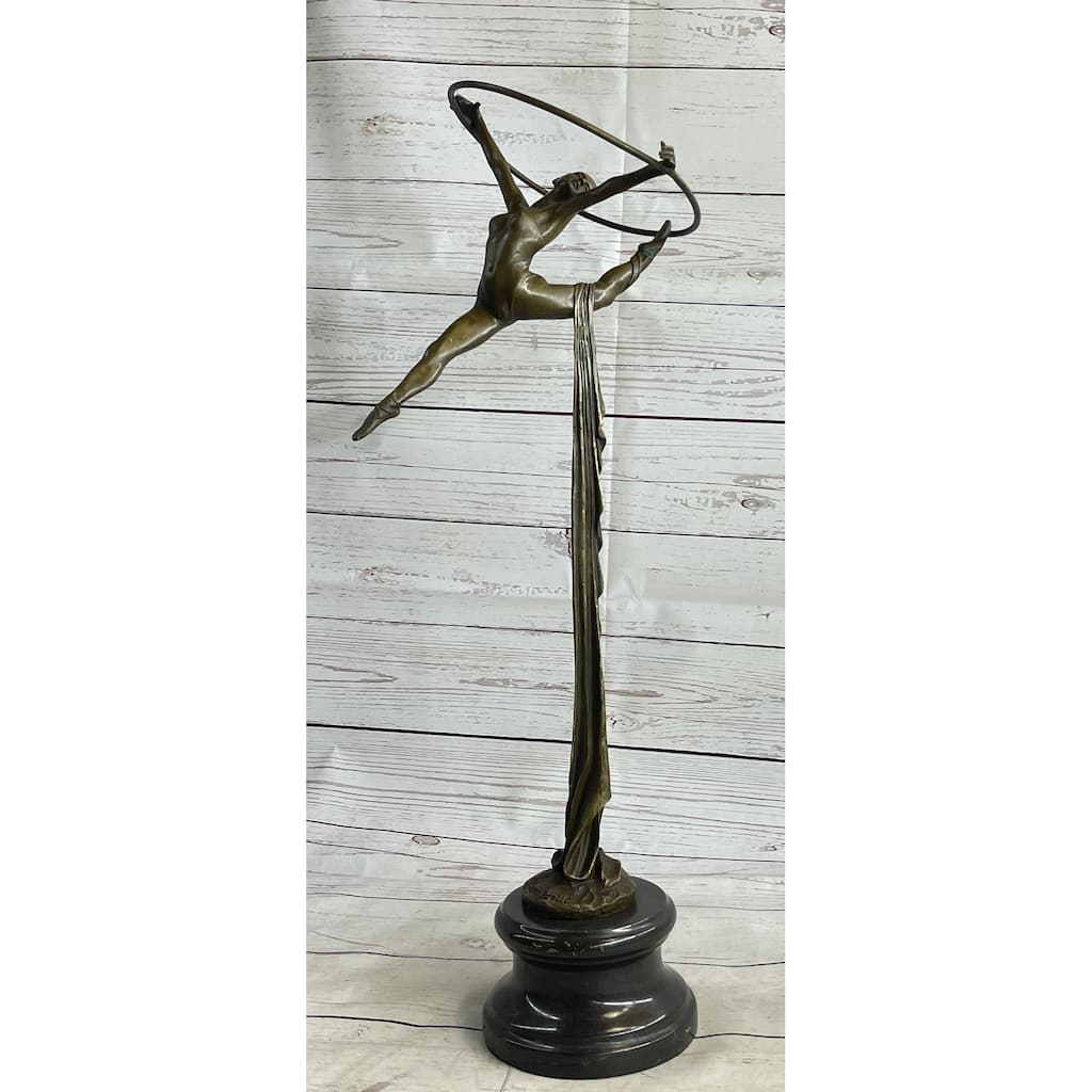 Original Miguel Lopez Gymnast Ballerina Trapeze Artist Bronze Sculpture Figurine