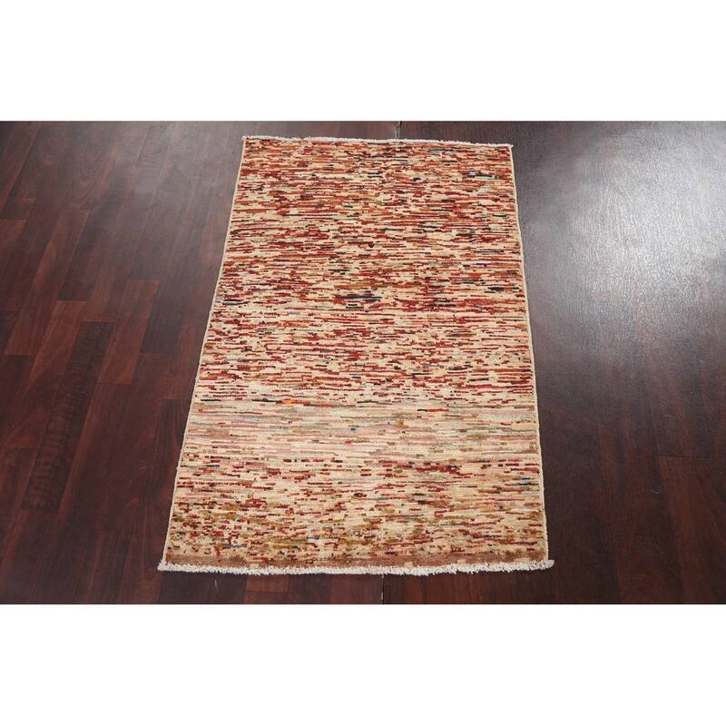 Contemporary Gabbeh Kashkoli Oriental Wool Area Rug Handmade Carpet - 2'7" x 4'0"