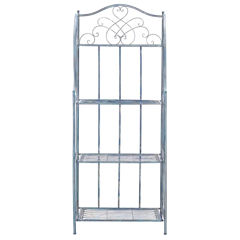 SAFAVIEH Bryn Victorian Wrought Iron 4-Tier Outdoor Bakers Rack - 25 In. W x 15 In. D x 63 In. H - 25"W x 15"D x 63"H