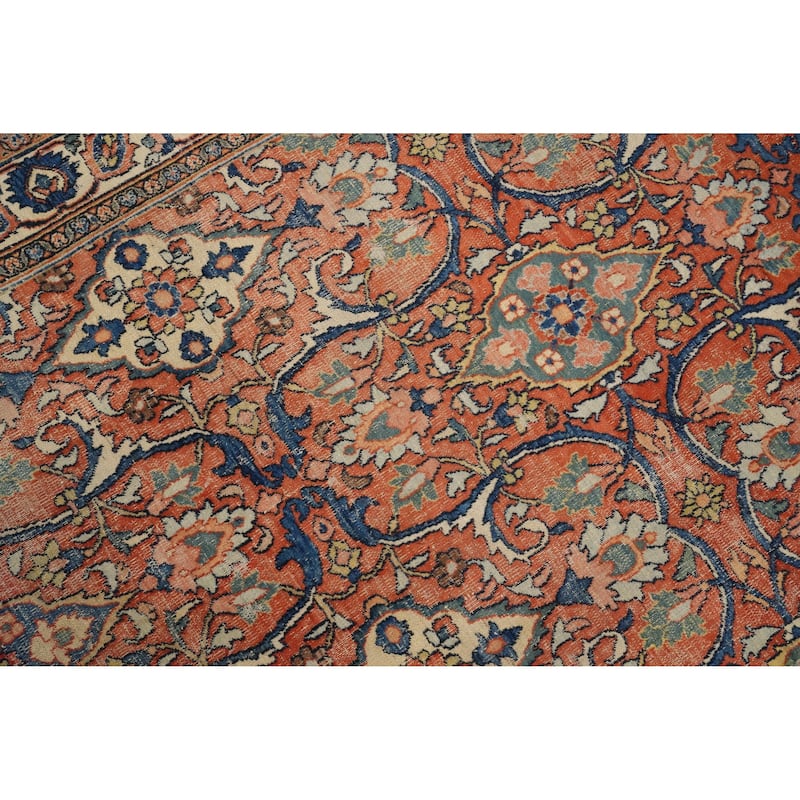 Hand Knotted Oriental 100% Wool Carpet Traditional All-Over Oranges & Rust Dorokhsh Area Rug - 10' 5'' X 6' 7''