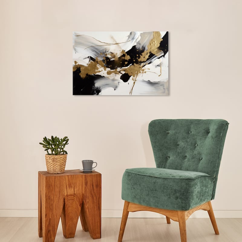 Wynwood Studio Abstract Spilled Gold Liquid Gold and Modern & Contemporary Wall Art Canvas Print - 16 x 24