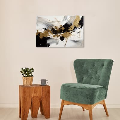 Wynwood Studio Abstract Spilled Gold Liquid Gold and Modern & Contemporary Wall Art Canvas Print