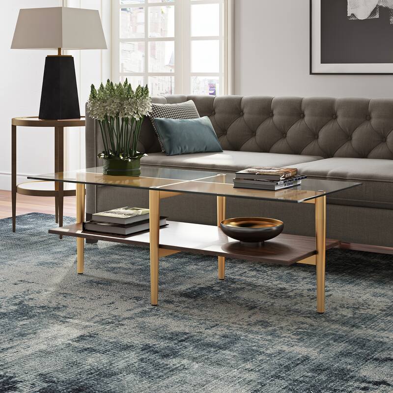 Otto 47" Wide Rectangular Coffee Table with MDF Shelf - 47" Wide