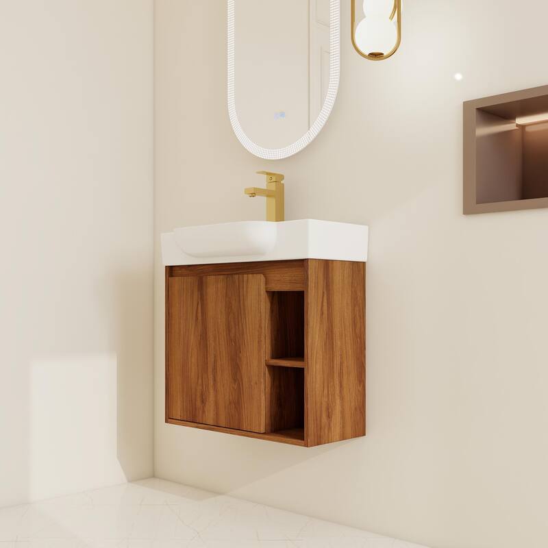 BNK 24"/28" Single Sink Floating Bathroom Vanity with Soft Close Door and Shelf