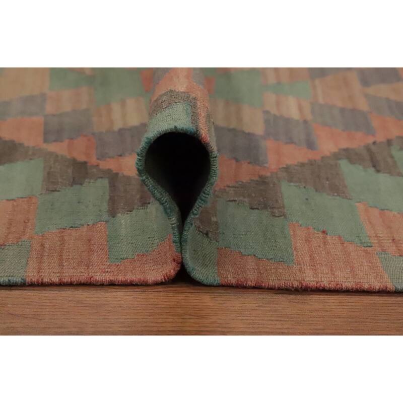 Hand Woven Oriental 100% Wool Carpet Southwestern Tribal Multi-Colored Kilim Area Rug - 7' 1'' X 5' 9''