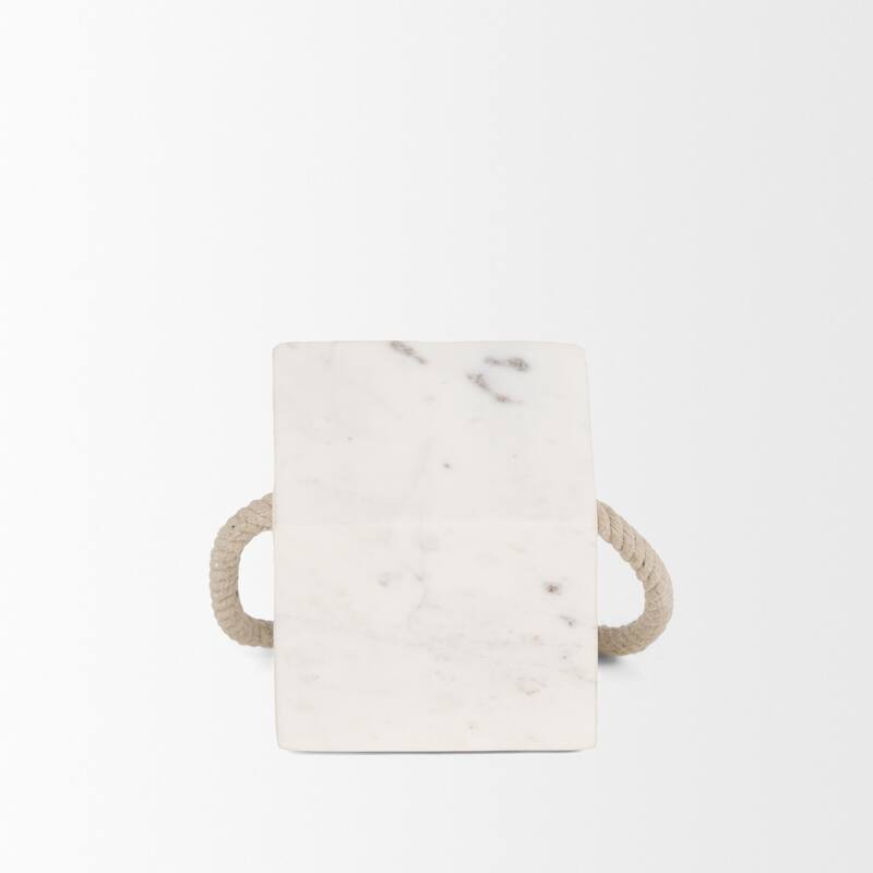 Raena White Marble House Door Stopper - 4.0L x 4.0W x 4.8H