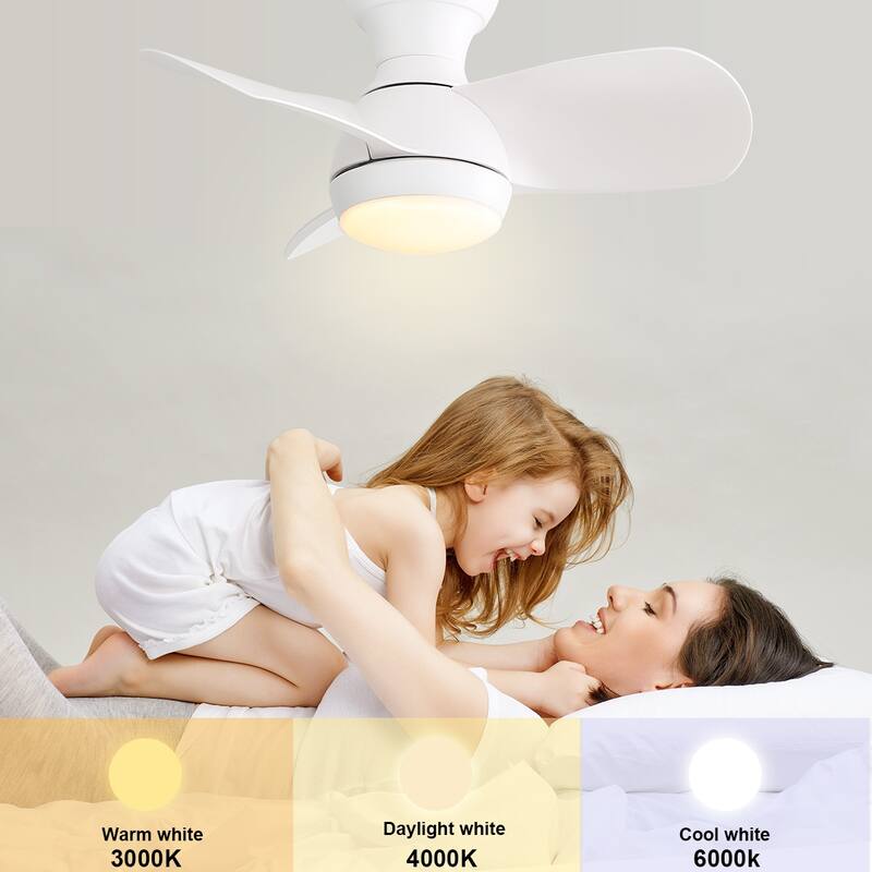 23" 29'' 42'' Flush Mount Ceiling Fan with Light and Remote Control for Small Room,Patio,Kitchen,Bedroom