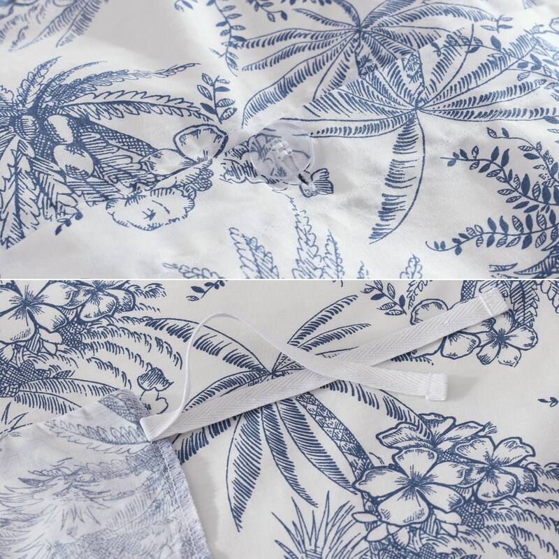 Tommy Bahama Pen And Ink Blue Cotton 3 Piece Duvet Cover Set