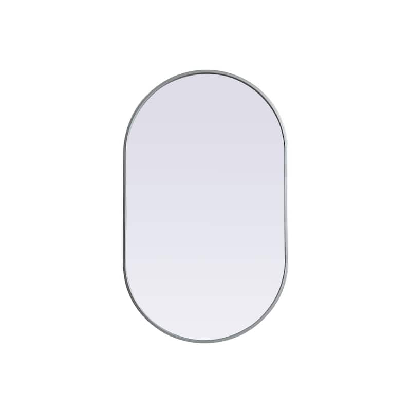 Indigo Home Metal Frame Oval Mirror 24x40 Inch - Silver