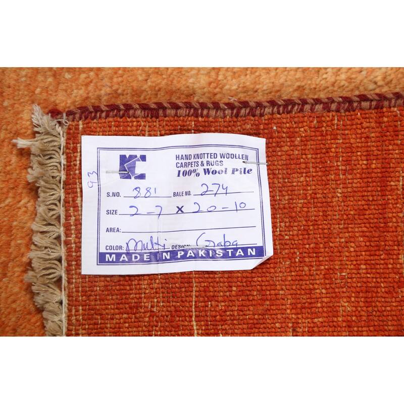 Modern Oriental Gabbeh Kashkoli Runner Rug Hand-knotted Wool Carpet - 2'6" x 20'8"