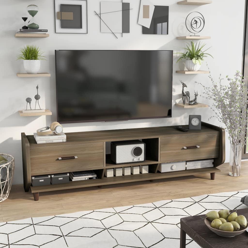 Vinas Mid-Century Modern 71-inch Multi-functional Storage TV Console by Carson Carrington
