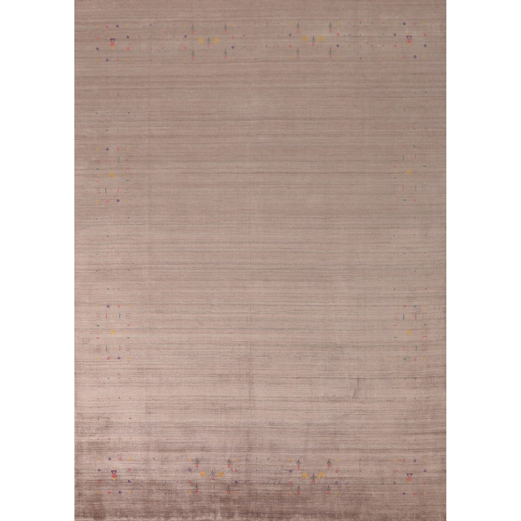 Gabbeh Indian Area Rug Handmade Silk Carpet - 7'11"x 9'9"