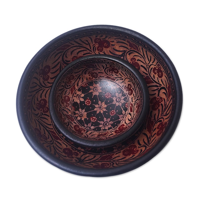 Novica Handmade Truntum Spring Batik Wood Decorative Bowls (Set Of 2)