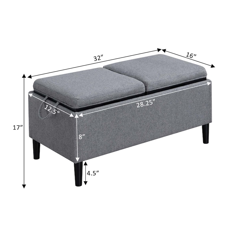 Convenience Concepts Designs4Comfort Magnolia Storage Ottoman with Reversible Trays