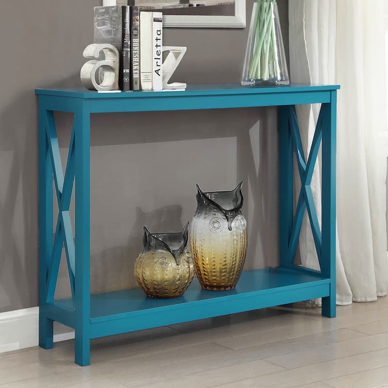Convenience Concepts Oxford Console Table with Shelf - Teal Blue