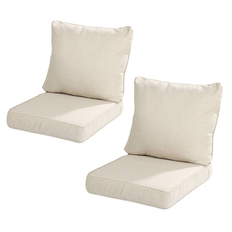 Aoodor Outdoor Seat/Back Cushion Set of 2 - 23"W x 25"D - Cream Beige