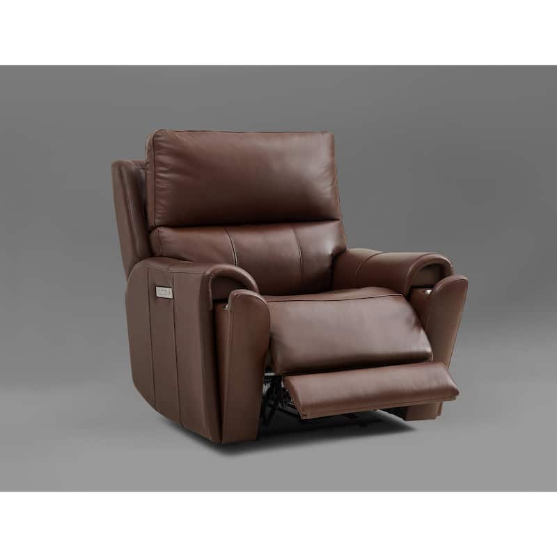 40'' W Top Grain Leather Triple Power Recliner with Extendable Legs, USB & USB-C Charging Ports