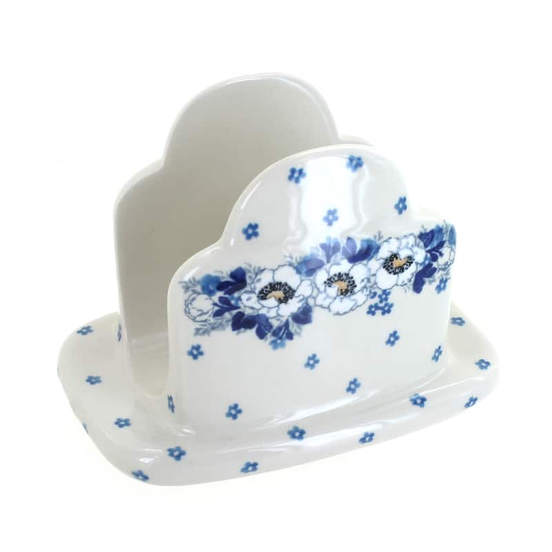 Blue Rose Polish Pottery 487 Ceramika Artystyczna Napkin Holder - Georgia Blue