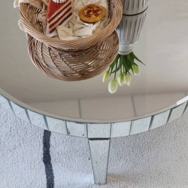Luxurious Round Coffee Table with Exquisite Mirror Mosaic and Sturdy Construction for Stylish Living Rooms