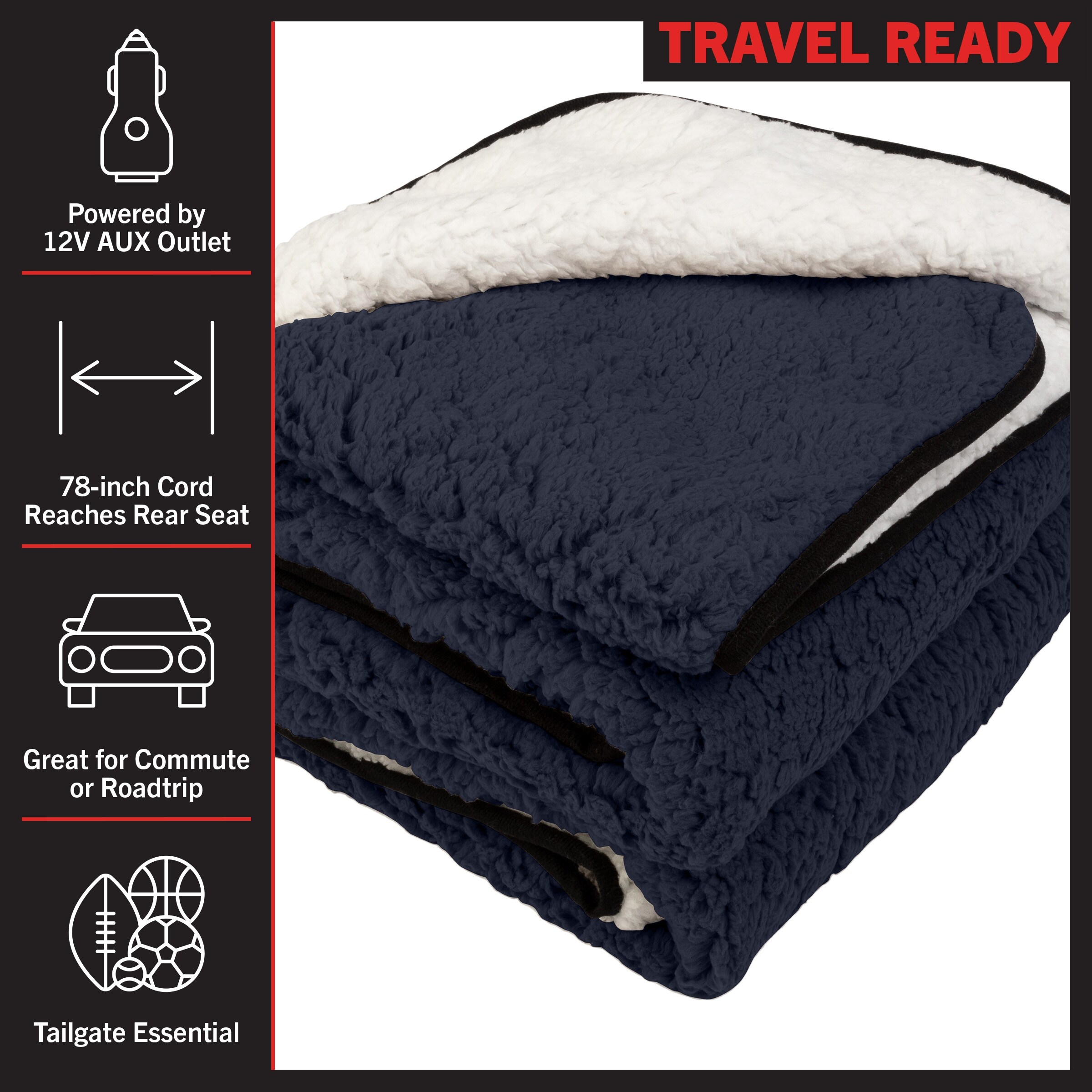 Heated Blanket 2 Pack Portable 12V Electric Travel Blanket Set for Car Truck RV Tailgating Essentials by Stalwart Blue Bed Bath Beyond 39909251